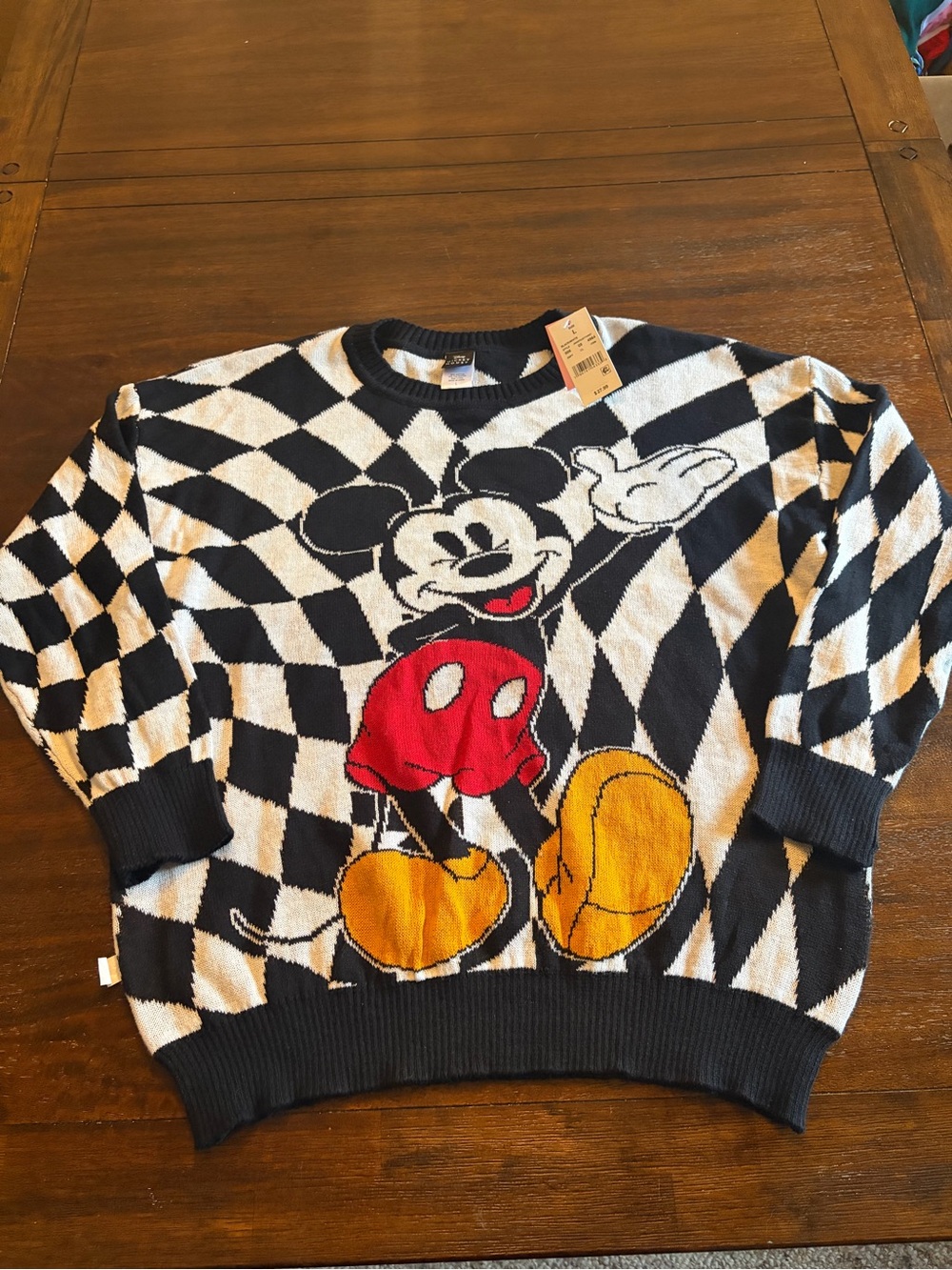 Disney Mickey Mouse checkered sweater nwt large